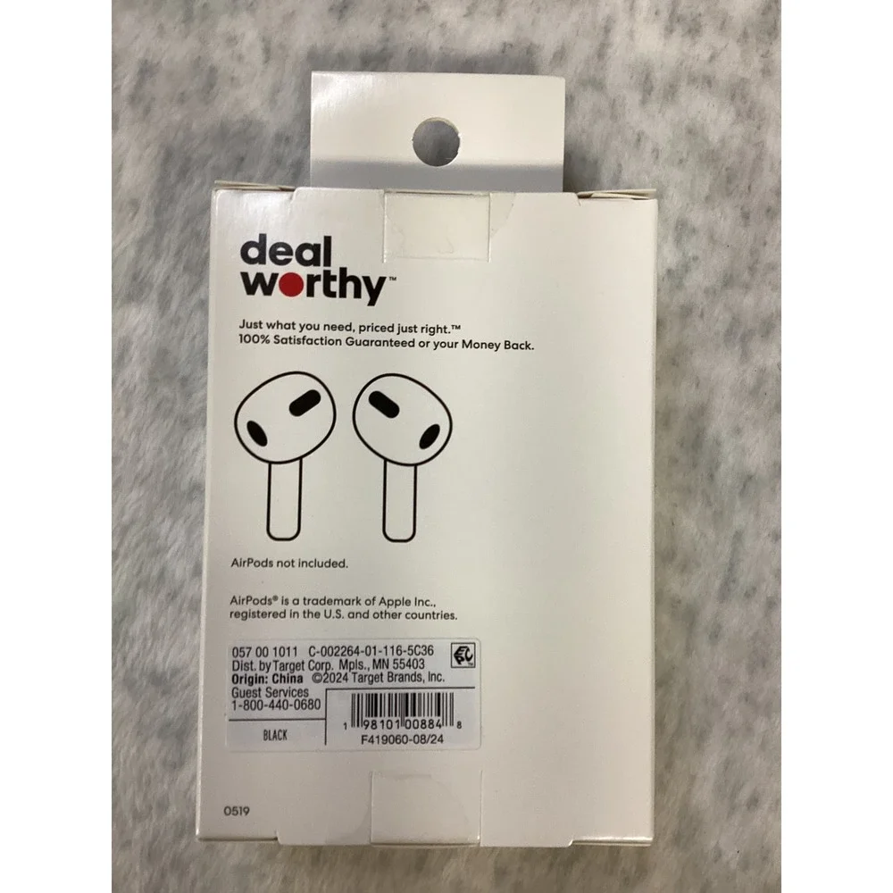 Dealworthy Earbud Case Cover for Apple AirPods 3rd Gen Black Wireless Compatible